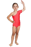 BODY DANZA LYCRA MONOSPALLA MEZZA MANICA ROSSO BABY